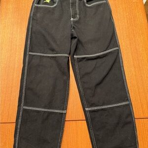 Empyre Black Relaxed Fit Jeans with White Stitching